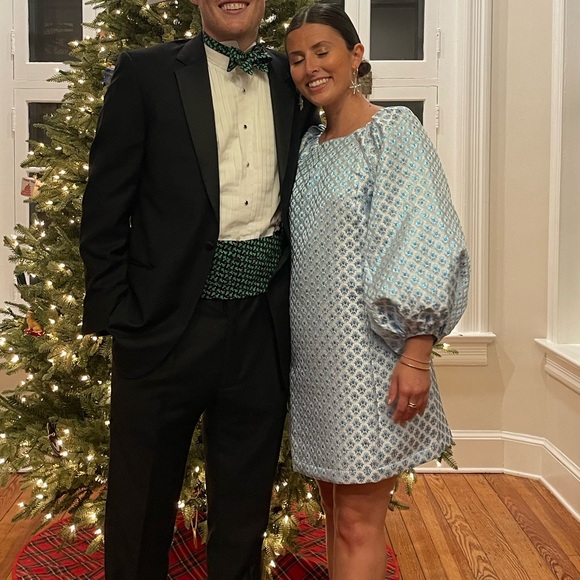 Hill House Snowflake Blue Jacquard Mini Dress Araminta size small - Picture 6 of 6